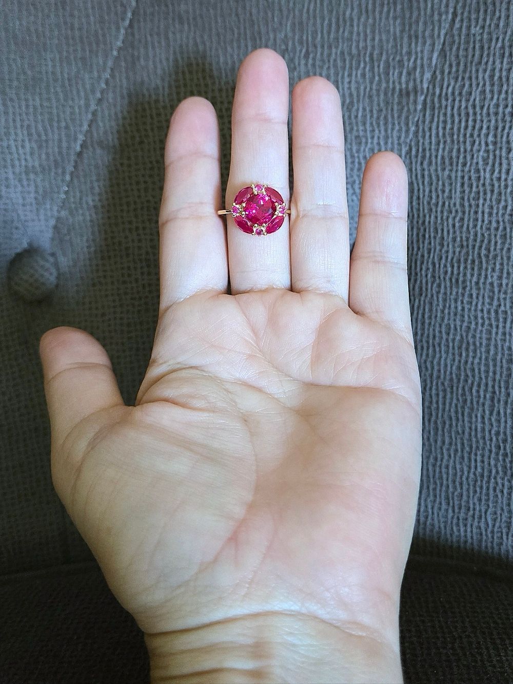 Shivam Lab🧪 Created Pink💕 Ruby Flower🏵 Ring💍 - NWT - Picture 11 of 16